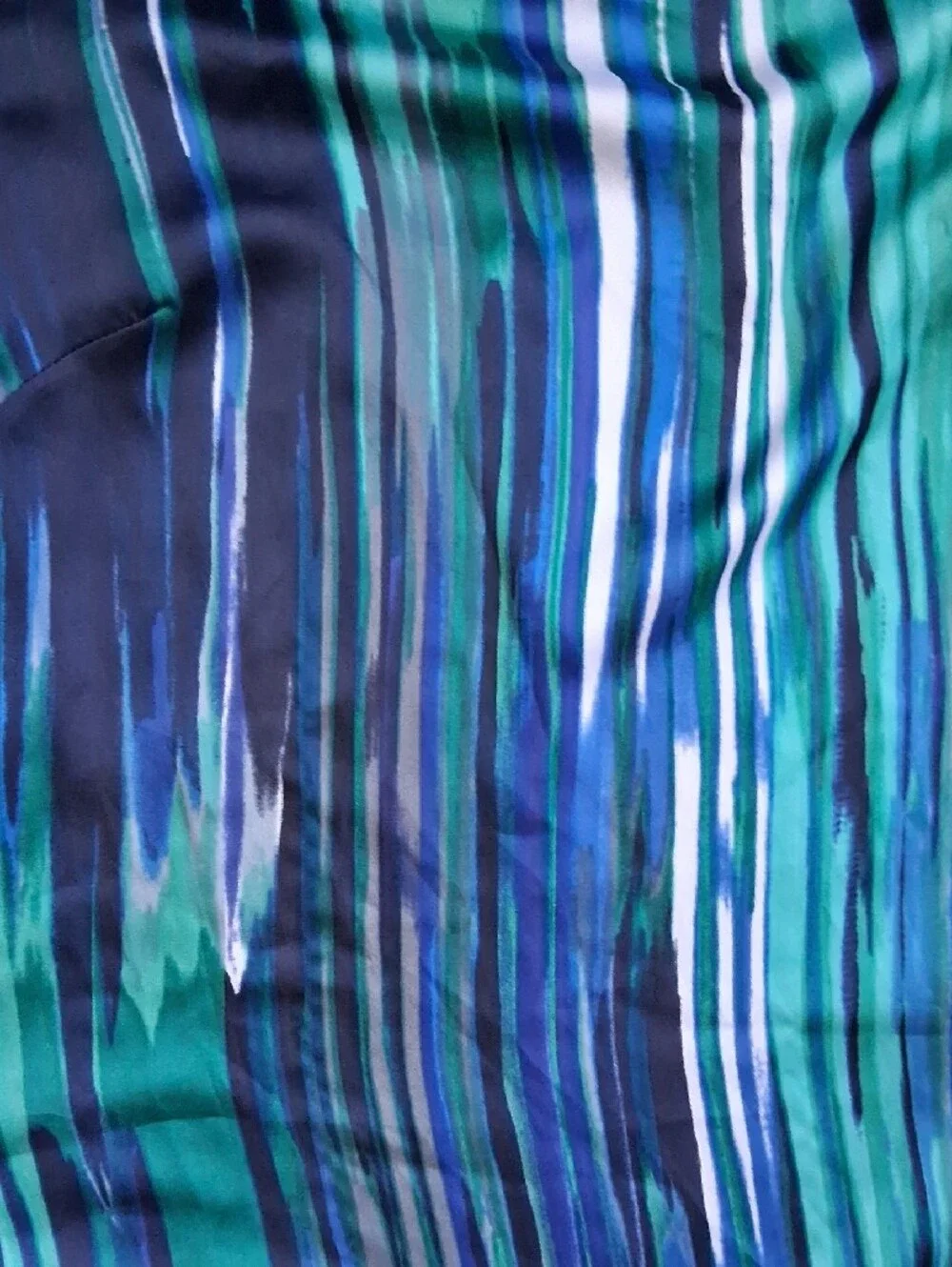 Laundry By Shelli Segal Blue and Green Vertical-Stripe Long Sleeve Dress